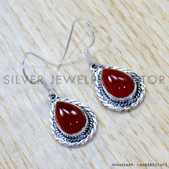 Carnelian 925 Sterling Silver Earrings (SJWE-1197) Carnelian 925 Sterling Silver Earrings (SJWE-1197)