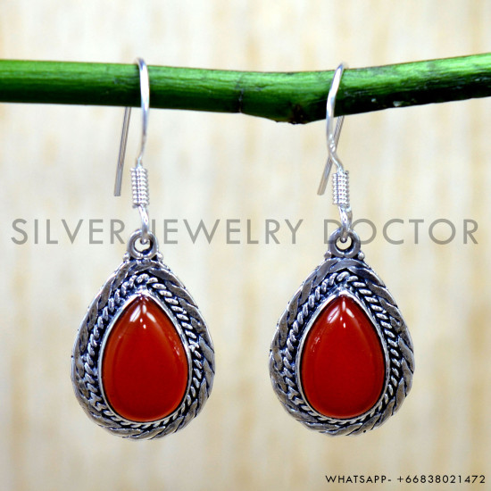 Carnelian 925 Sterling Silver Earrings (SJWE-1197) Carnelian 925 Sterling Silver Earrings (SJWE-1197)