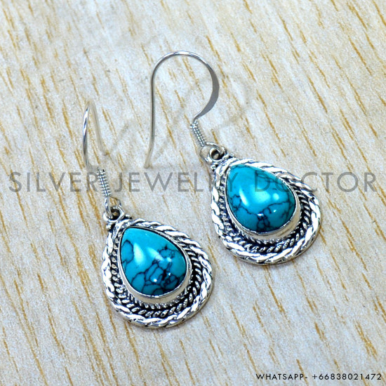 Turquoise 925 Sterling Silver Earrings (SJWE-1200) Turquoise 925 Sterling Silver Earrings (SJWE-1200)