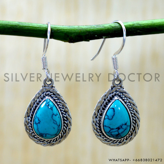 Turquoise 925 Sterling Silver Earrings (SJWE-1200) Turquoise 925 Sterling Silver Earrings (SJWE-1200)
