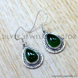 Green Onyx 925 Sterling Silver Earrings (SJWE-1201)