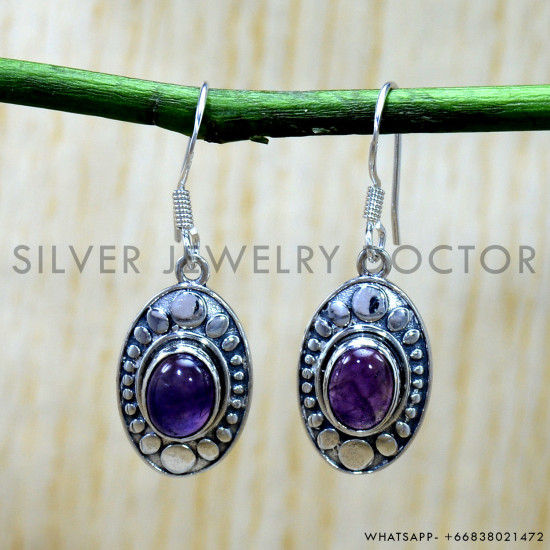 Amethyst 925 Sterling Silver Earrings (SJWE-1203) Amethyst 925 Sterling Silver Earrings (SJWE-1203)