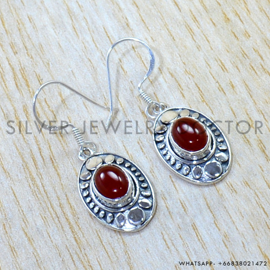 Carnelian 925 Sterling Silver Earrings (SJWE-1204) Carnelian 925 Sterling Silver Earrings (SJWE-1204)