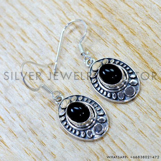 Black Onyx 925 Sterling Silver Earrings (SJWE-1206) Black Onyx 925 Sterling Silver Earrings (SJWE-1206)