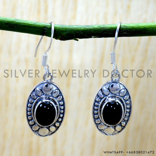 Black Onyx 925 Sterling Silver Earrings (SJWE-1206) Black Onyx 925 Sterling Silver Earrings (SJWE-1206)