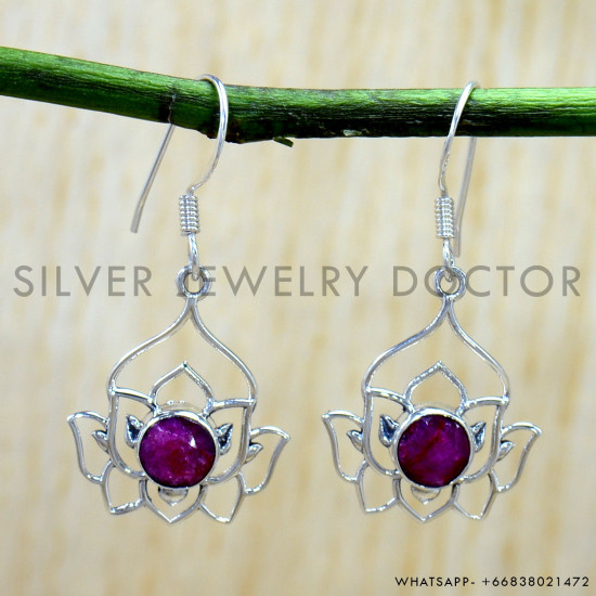 Ruby 925 Sterling Silver Earrings (SJWE-1207) Ruby 925 Sterling Silver Earrings (SJWE-1207)