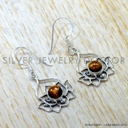 Tiger Eye 925 Sterling Silver Earrings (SJWE-1209)