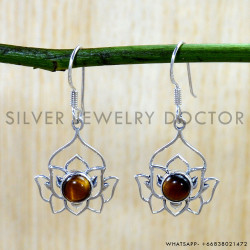 Tiger Eye 925 Sterling Silver Earrings (SJWE-1209)