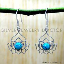 Turquoise 925 Sterling Silver Earrings (SJWE-1210)