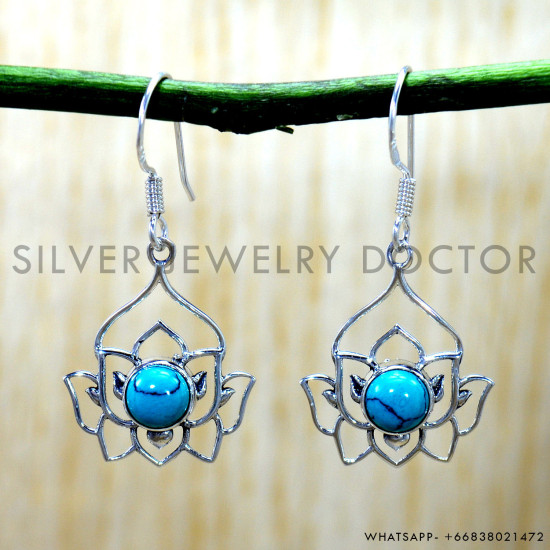 Turquoise 925 Sterling Silver Earrings (SJWE-1210) Turquoise 925 Sterling Silver Earrings (SJWE-1210)
