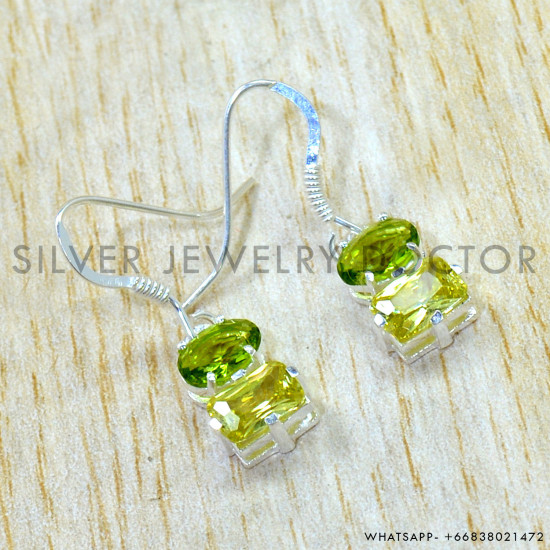 Citrine 925 Sterling Silver Earrings (SJWE-1212)