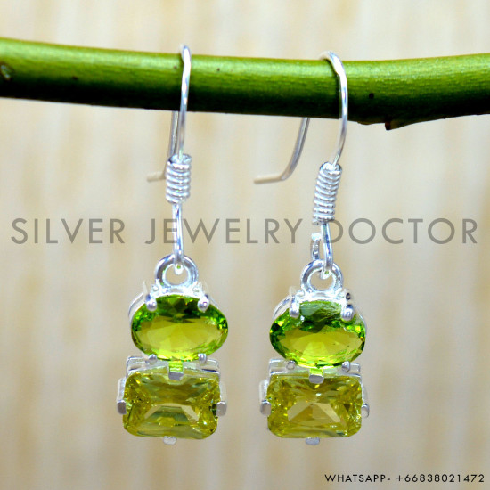 Citrine 925 Sterling Silver Earrings (SJWE-1212)