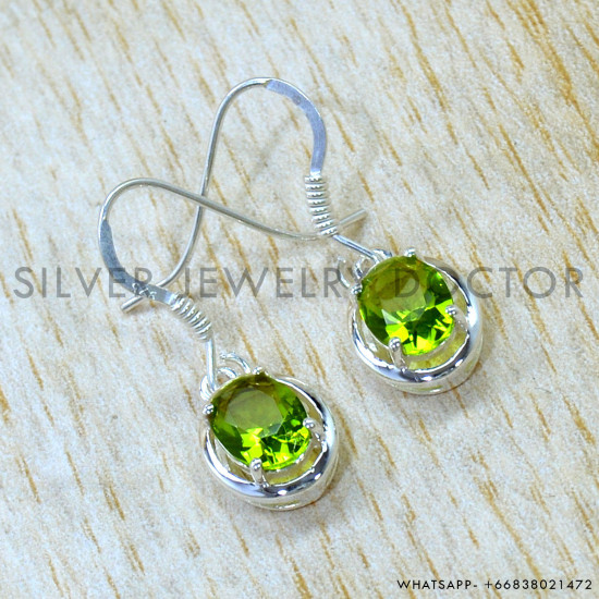 Peridot 925 Sterling Silver Earrings (SJWE-1214)