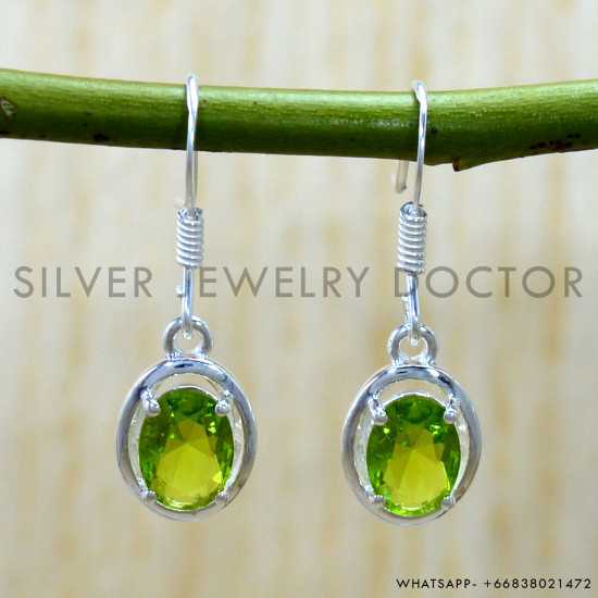Peridot 925 Sterling Silver Earrings (SJWE-1214)