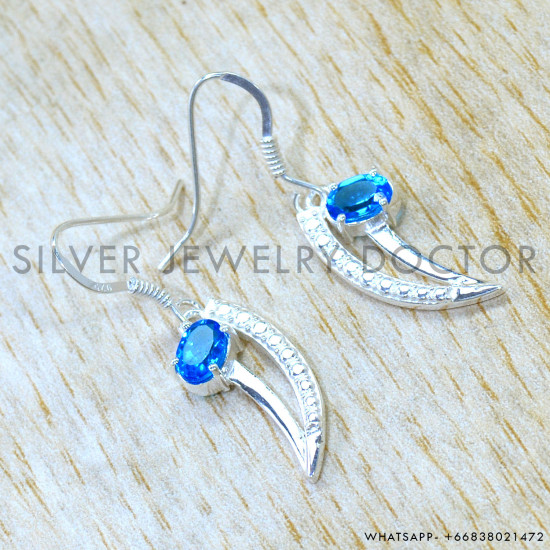 Blue Topaz 925 Sterling Silver Earrings (SJWE-1216)