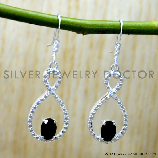 Black Onyx 925 Sterling Silver Earrings (SJWE-1217)