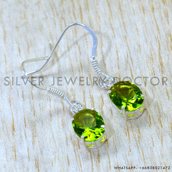 Peridot 925 Sterling Silver Earrings (SJWE-1218)