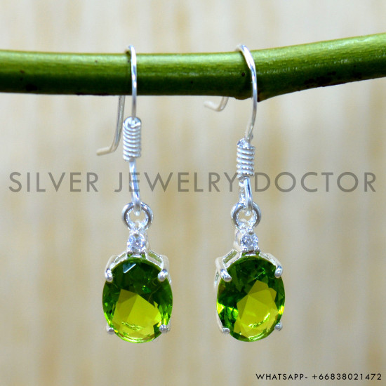 Peridot 925 Sterling Silver Earrings (SJWE-1218)