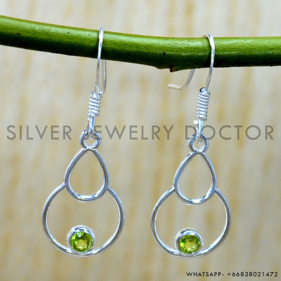 Peridot 925 Sterling Silver Earrings (SJWE-1219)