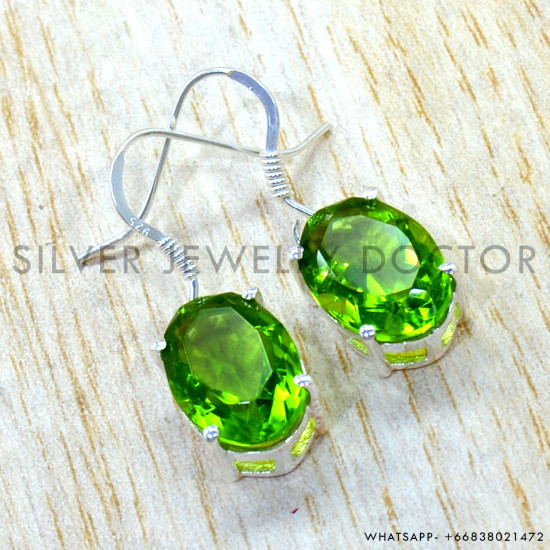 Peridot 925 Sterling Silver Earrings (SJWE-1221)