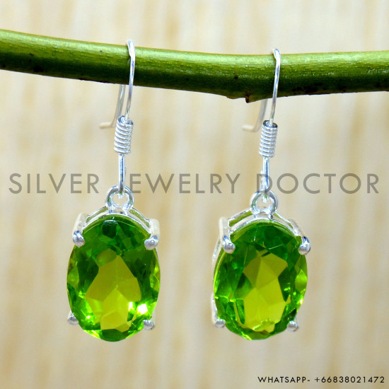 Peridot 925 Sterling Silver Earrings (SJWE-1221)