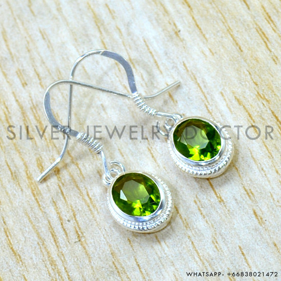 Peridot 925 Sterling Silver Earrings (SJWE-1222)