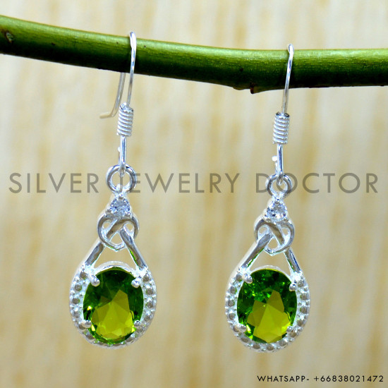 Peridot 925 Sterling Silver Earrings (SJWE-1223)