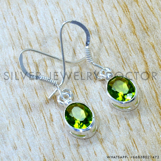 Peridot 925 Sterling Silver Earrings (SJWE-1225)