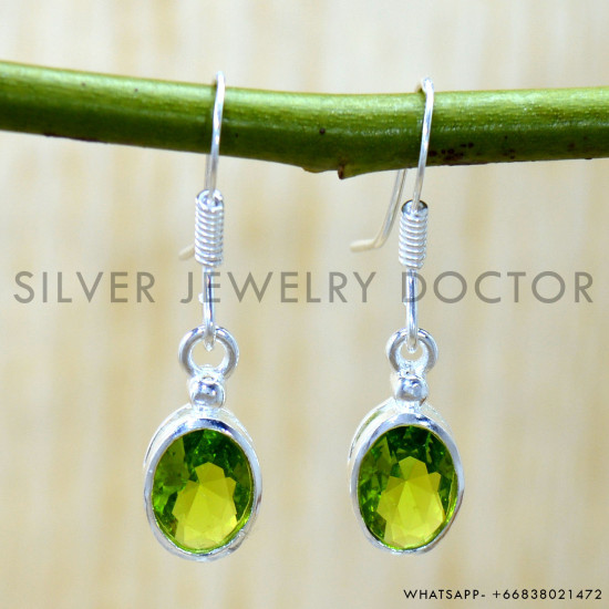 Peridot 925 Sterling Silver Earrings (SJWE-1225)
