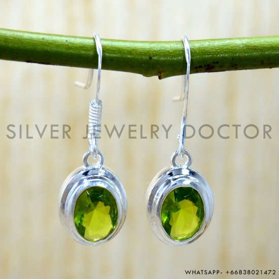 Peridot 925 Sterling Silver Earrings (SJWE-1226)