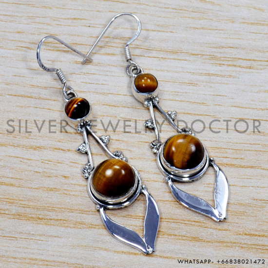 Tiger Eye 925 Sterling Silver Earrings (SJWE-125) Tiger Eye 925 Sterling Silver Earrings (SJWE-125)