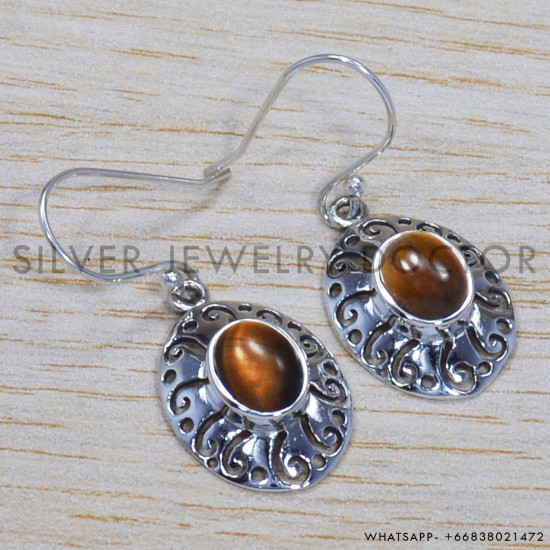 Tiger Eye 925 Sterling Silver Earrings (SJWE-131) Tiger Eye 925 Sterling Silver Earrings (SJWE-131)