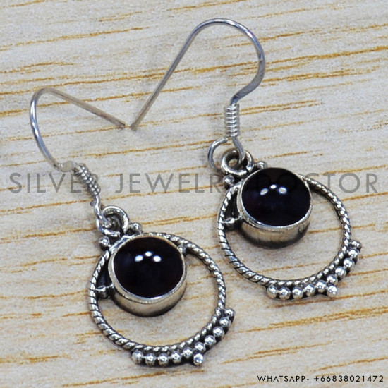Garnet 925 Sterling Silver Earrings (SJWE-132) Garnet 925 Sterling Silver Earrings (SJWE-132)