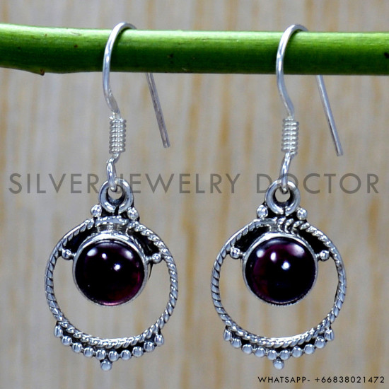 Garnet 925 Sterling Silver Earrings (SJWE-132) Garnet 925 Sterling Silver Earrings (SJWE-132)