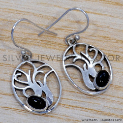 Black Onyx 925 Sterling Silver Earrings (SJWE-134)