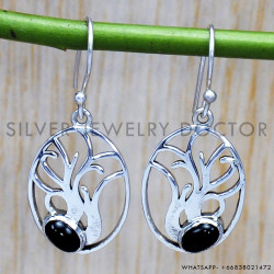 Black Onyx 925 Sterling Silver Earrings (SJWE-134)