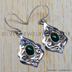 Malachite 925 Sterling Silver Earrings (SJWE-14)
