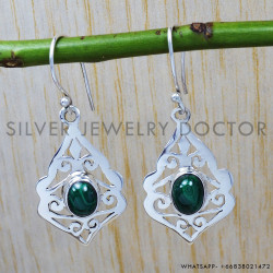 Malachite 925 Sterling Silver Earrings (SJWE-14)