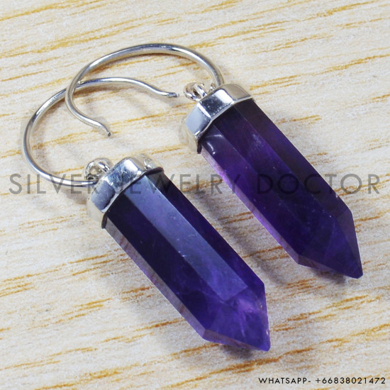 Amethyst 925 Sterling Silver Earrings (SJWE-166) Amethyst 925 Sterling Silver Earrings (SJWE-166)