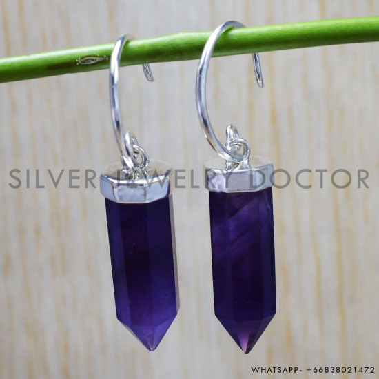 Amethyst 925 Sterling Silver Earrings (SJWE-166) Amethyst 925 Sterling Silver Earrings (SJWE-166)
