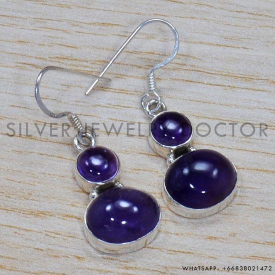 Amethyst 925 Sterling Silver Earrings (SJWE-169) Amethyst 925 Sterling Silver Earrings (SJWE-169)