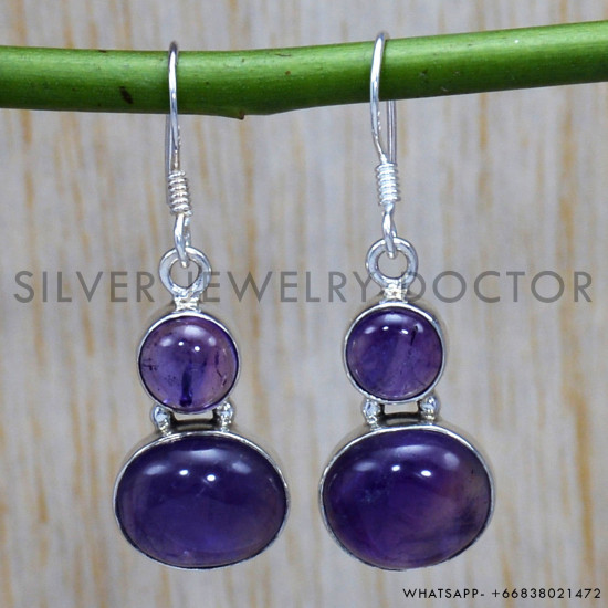 Amethyst 925 Sterling Silver Earrings (SJWE-169) Amethyst 925 Sterling Silver Earrings (SJWE-169)