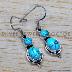 Turquoise 925 Sterling Silver Earrings (SJWE-170) Turquoise 925 Sterling Silver Earrings (SJWE-170)