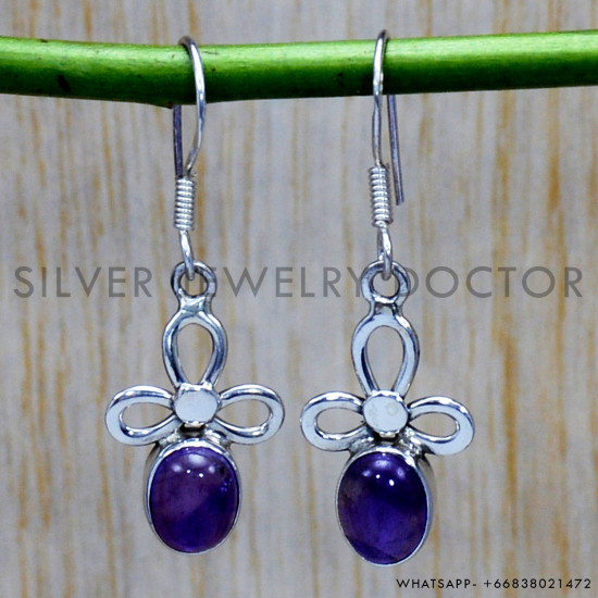 Amethyst 925 Sterling Silver Earrings (SJWE-173) Amethyst 925 Sterling Silver Earrings (SJWE-173)