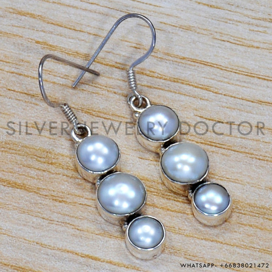 Pearl 925 Sterling Silver Earrings (SJWE-180) Pearl 925 Sterling Silver Earrings (SJWE-180)