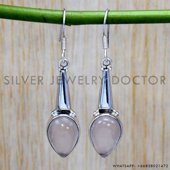 Rose Quartz 925 Sterling Silver Earrings (SJWE-181) Rose Quartz 925 Sterling Silver Earrings (SJWE-181)