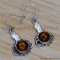 Tiger Eye 925 Sterling Silver Earrings (SJWE-182)
