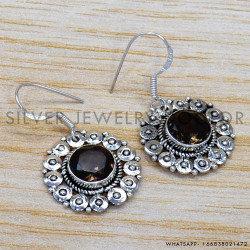 Smoky Quartz 925 Sterling Silver Earrings (SJWE-185) Smoky Quartz 925 Sterling Silver Earrings (SJWE-185)