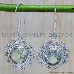 Green Amethyst 925 Sterling Silver Earrings (SJWE-187)