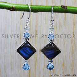 Labradorite 925 Sterling Silver Earrings (SJWE-19)